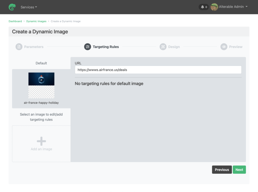 dynamic image targeting rules in alterable UI