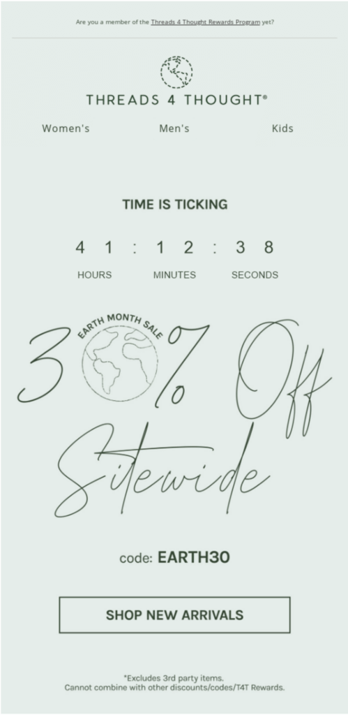 Threads 4 Thought countdown timer email personalization example