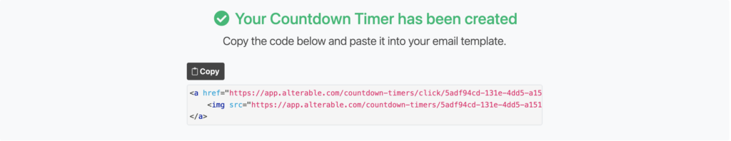 html code for mailchimp countdown timer