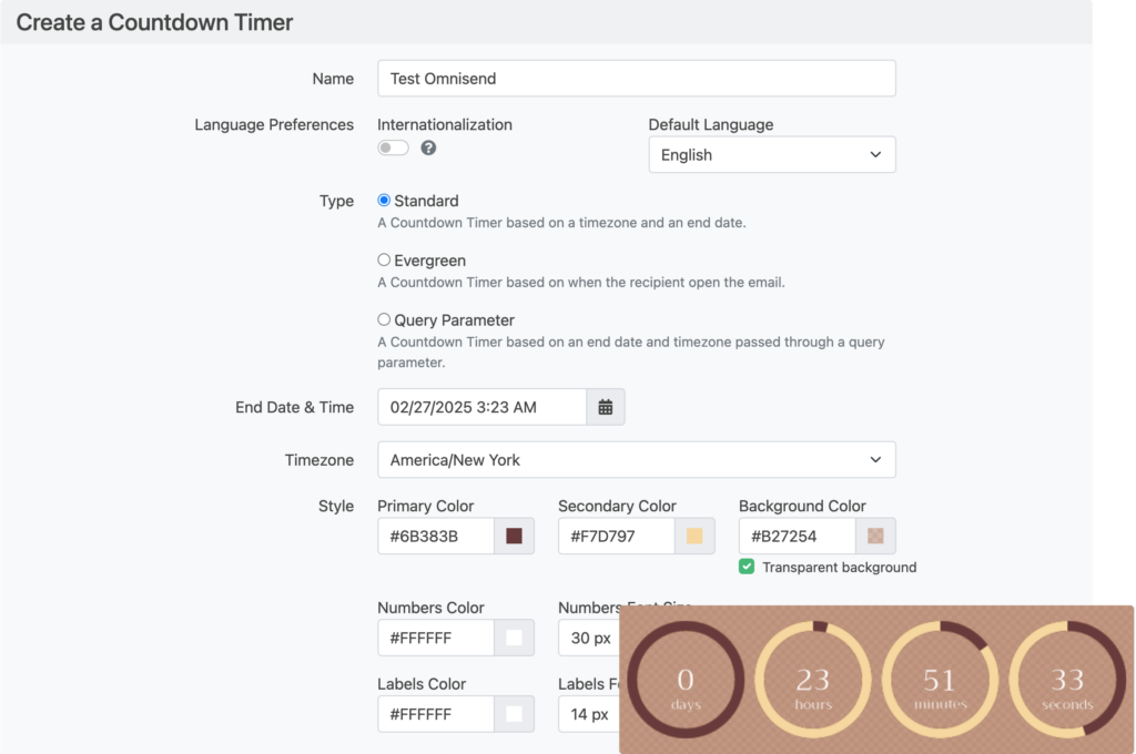 create a countdown timer for omnisend