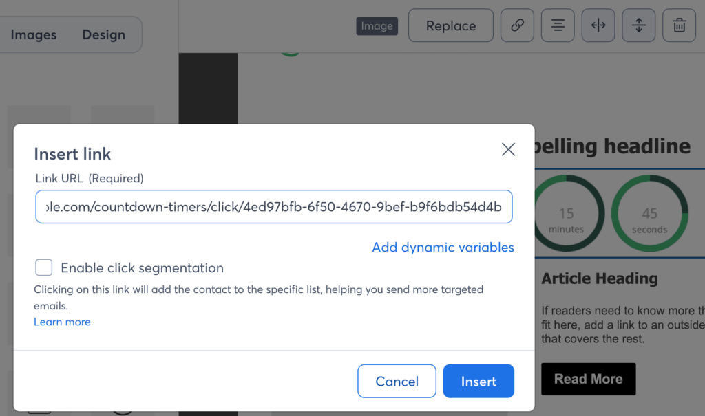 set image link constant contact