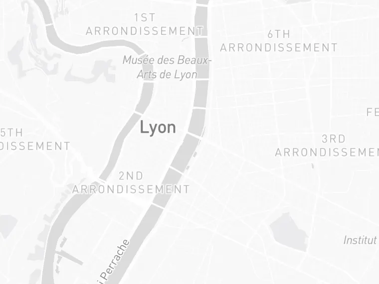 Map of central Lyon with the nearest ACME store marked