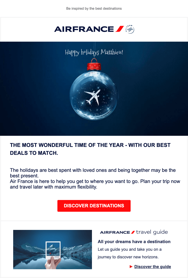 air france newsletter with image personalization