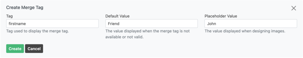 create a merge tag in alterable UI