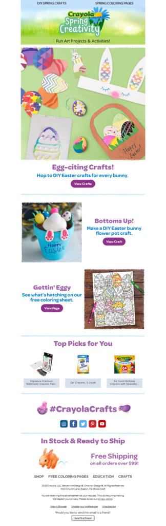 crayola easter email campaign