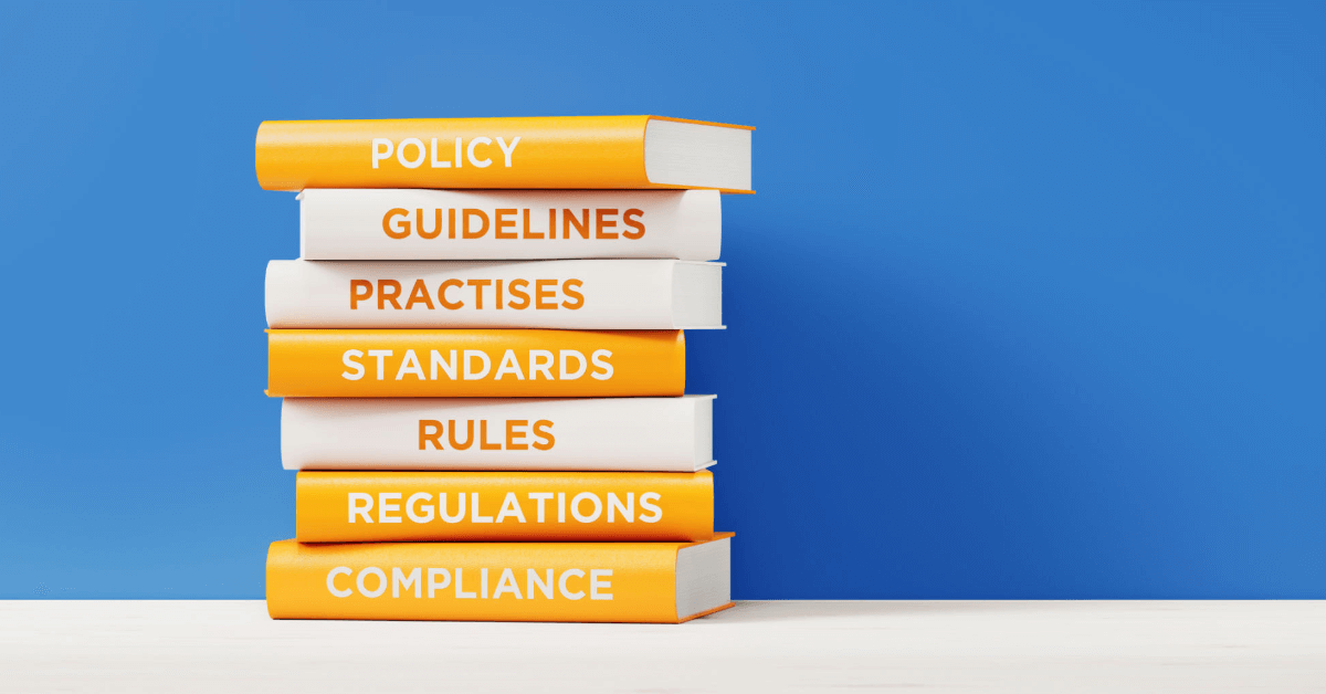 a pile of book representing regulations