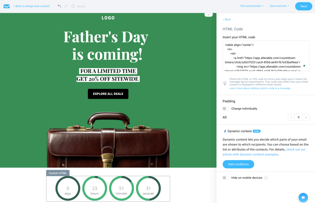getresponse template with countdown timer